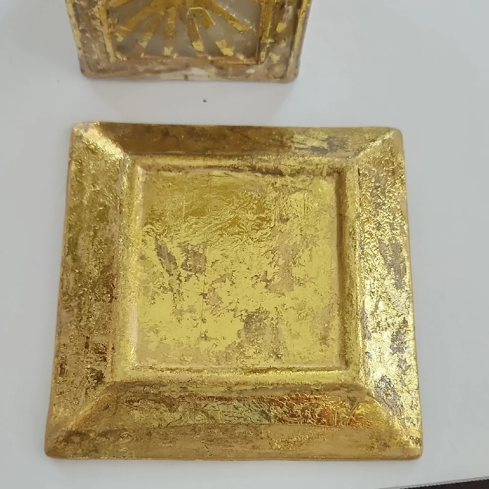 Cream & Gold Decorative Star Candle with Gold Base
